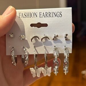 Silver and White Fashion Earrings  Set